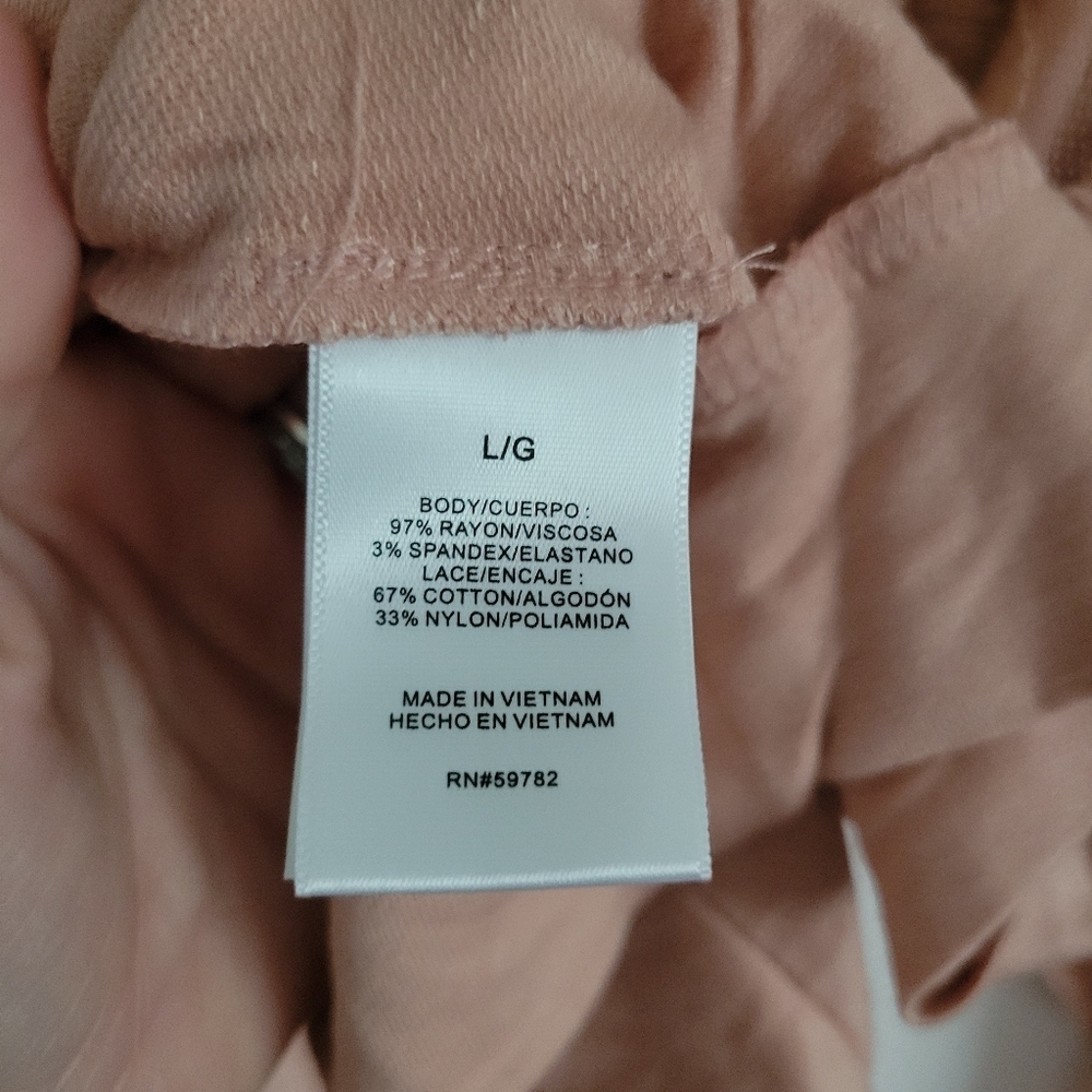 Adrianna Papell Woman Blush Pink Long Sleeve Floal Lace Detail Blouse Size L - Picture 3 of 4